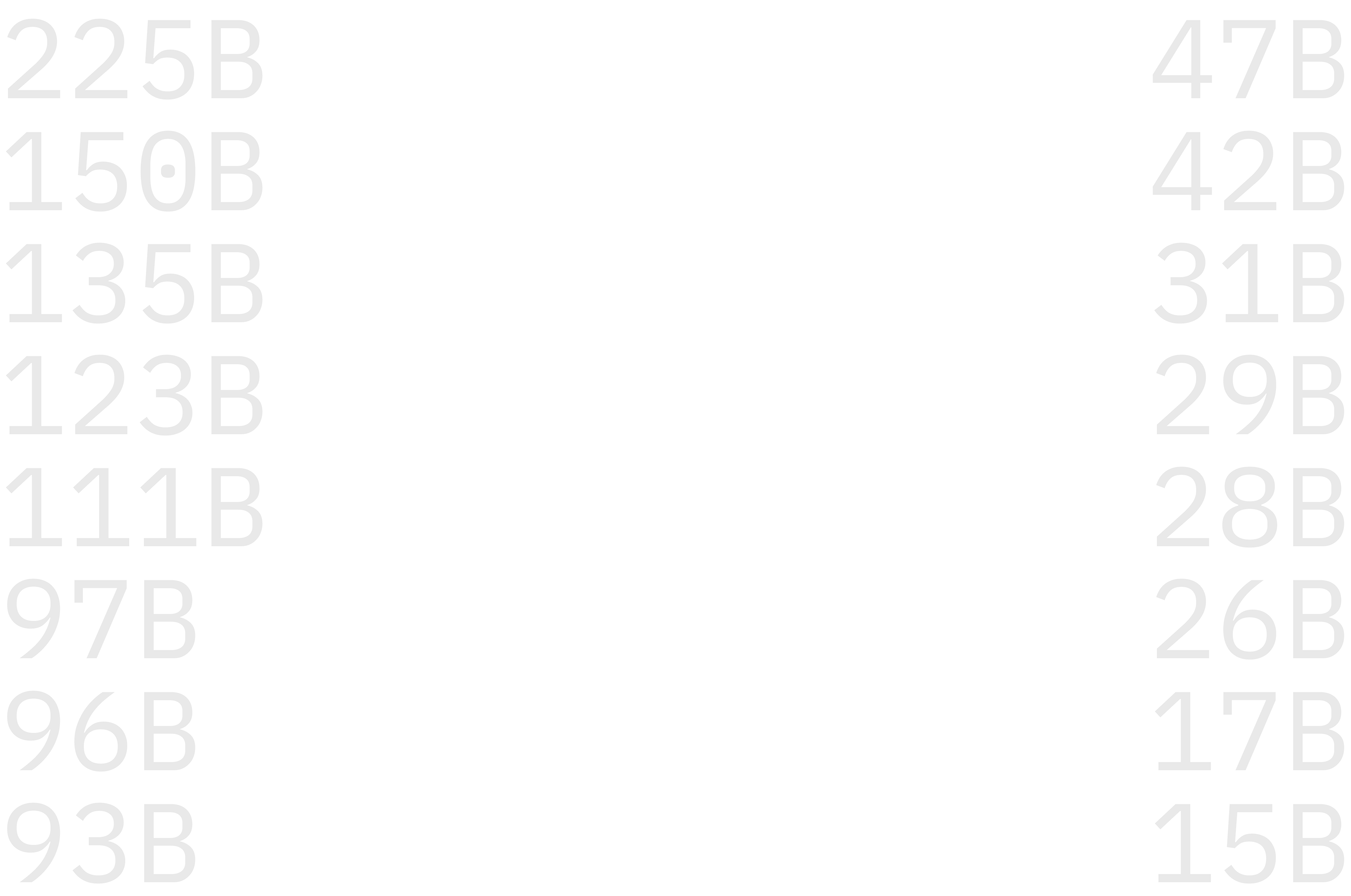 Numbers in mono font on the sides